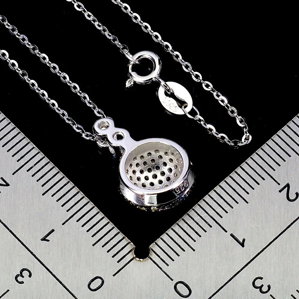Multi-Color Sapphire Ball Design Sterling Silver Necklace and Earring Set
