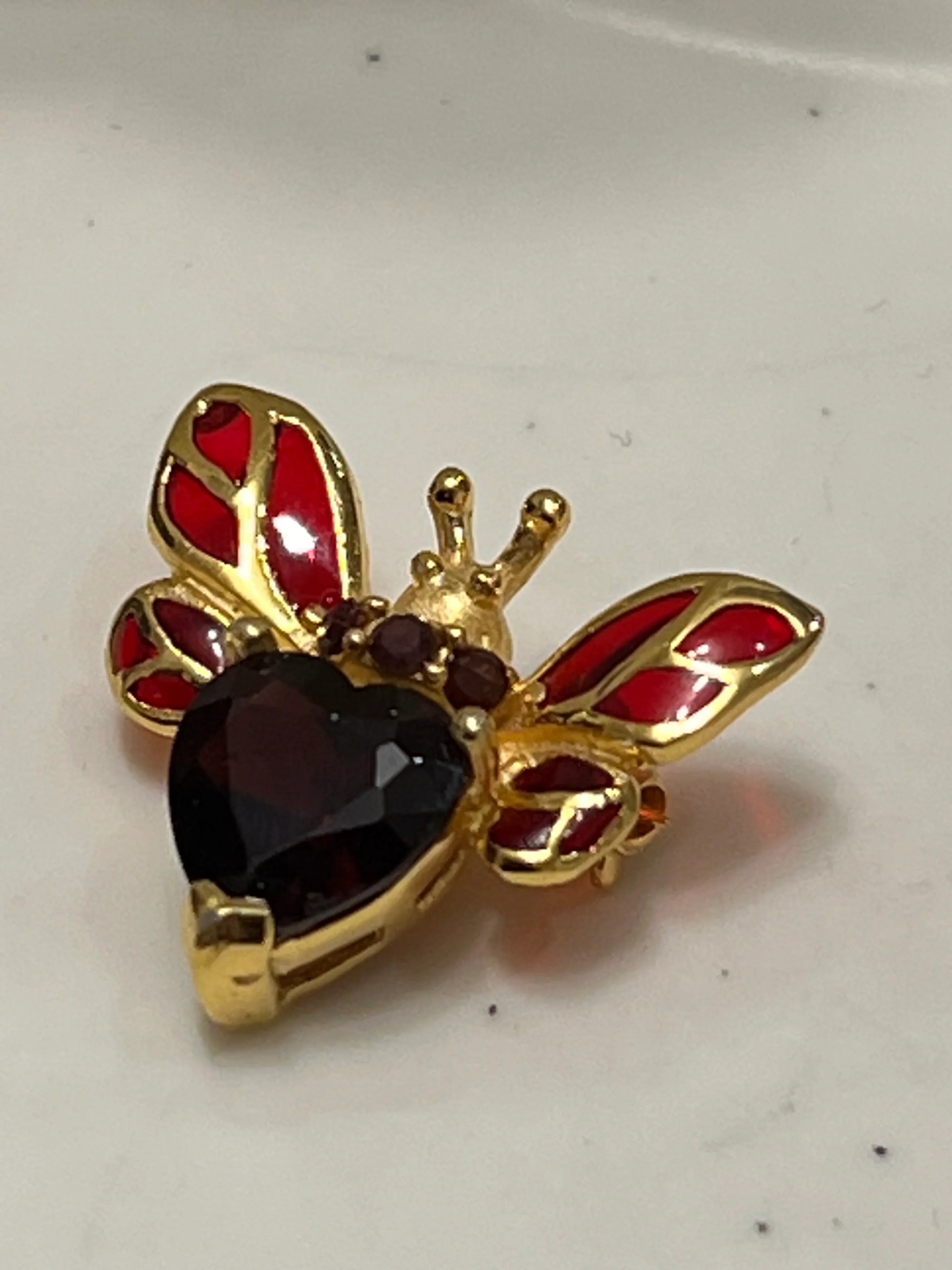 Handmade Garnet Bee Brooch Pin