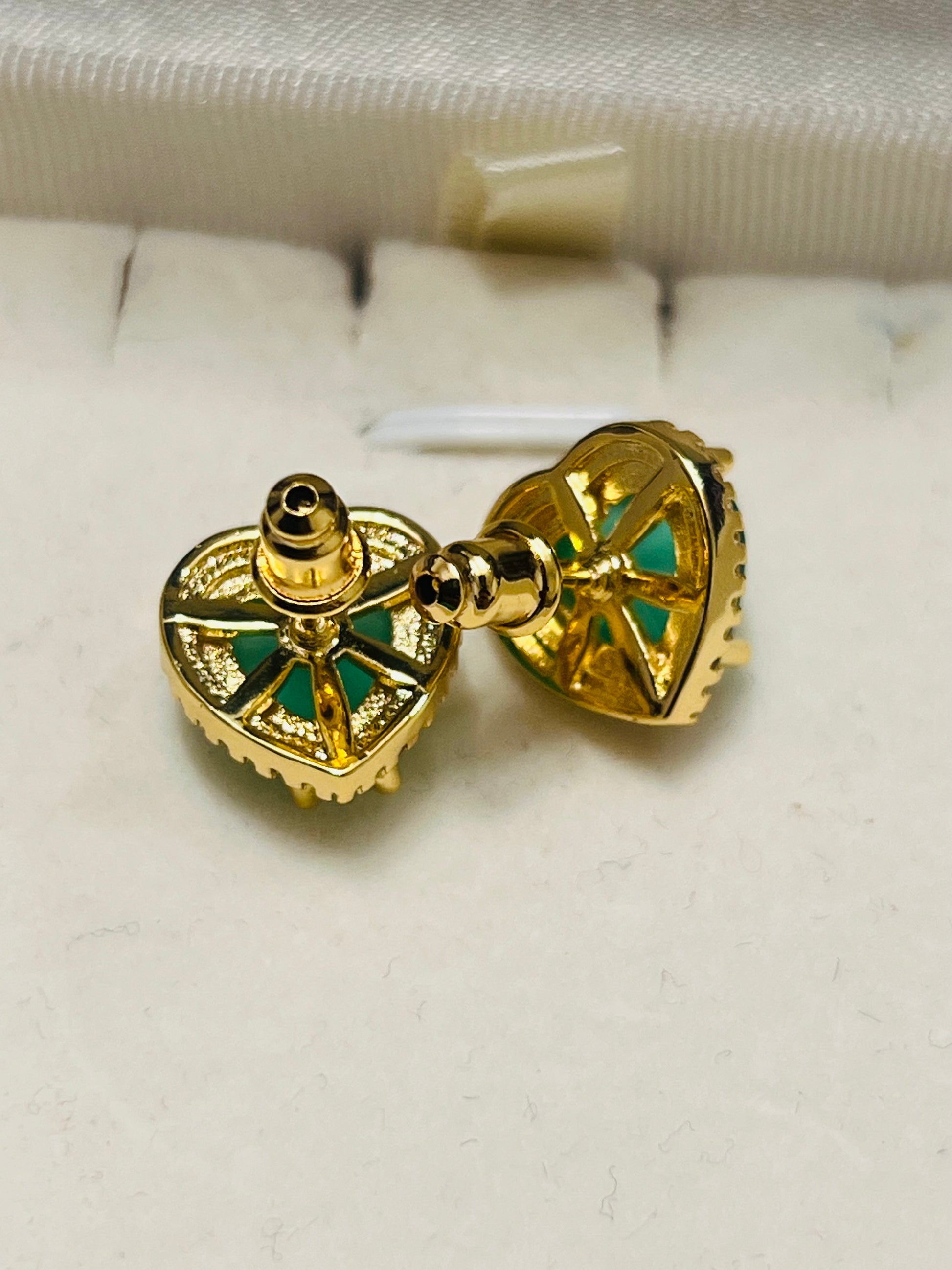 Stunning Colombian Emerald Doublet Neon Heart Earrings