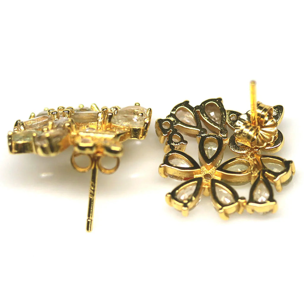 Handmade Ceylon White Yellow Sapphires Whimsical Earrings