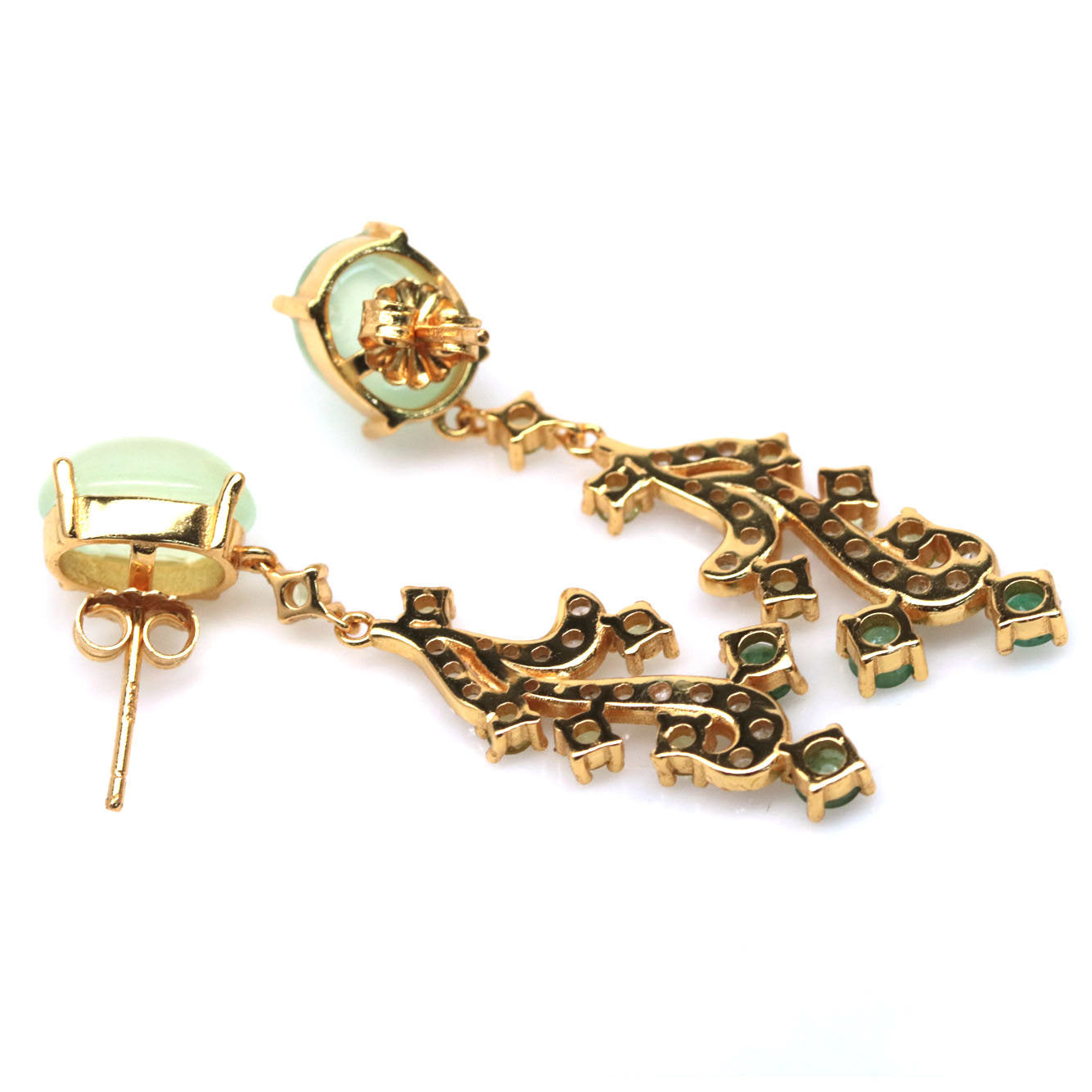 Hadmade Jewlery Set with Natural Prehnite, Emerald and Opal