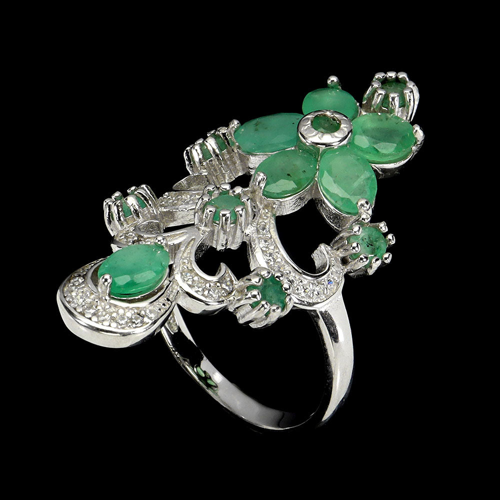 Natural Emerald Royal Bloom Ring – Handmade in Toronto