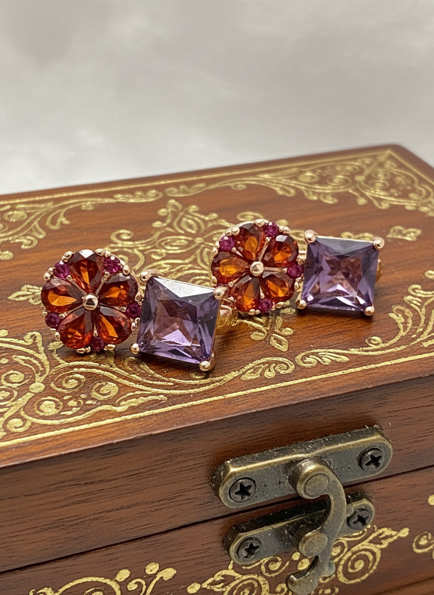 14k Rolled Gold Flower and Minimalistic Earrings