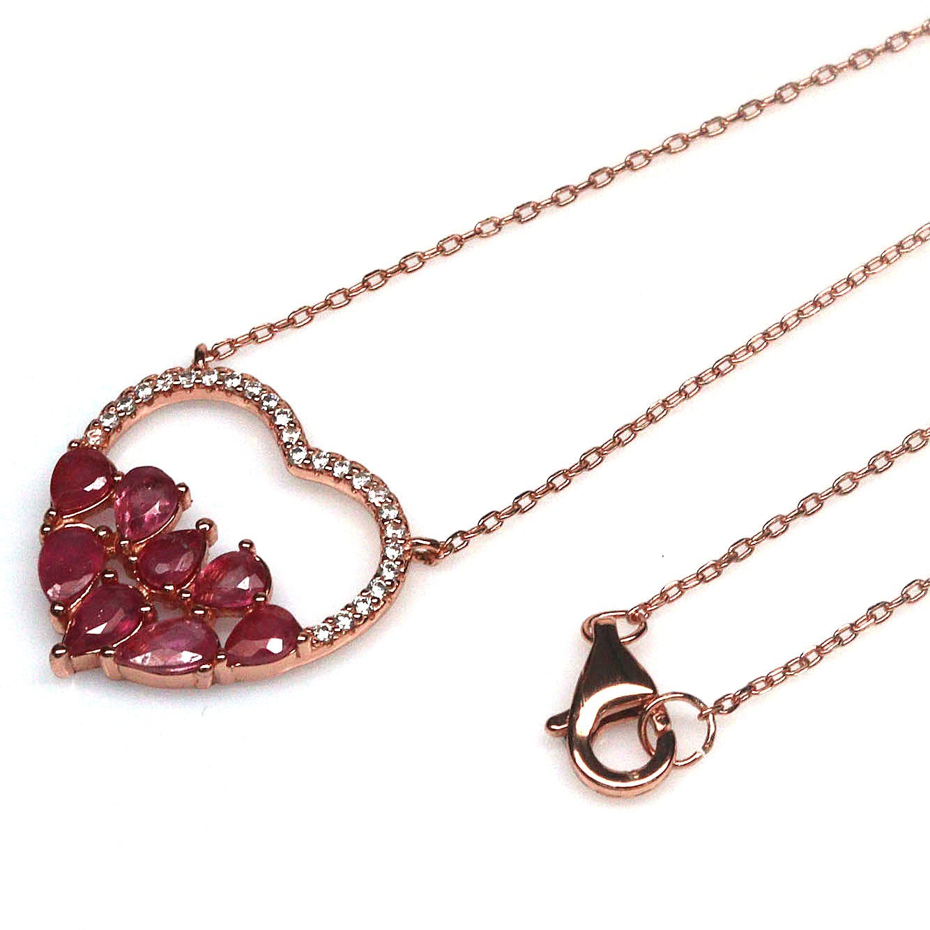 Natural Burmese Ruby Heart Necklace – Handcrafted in Canada