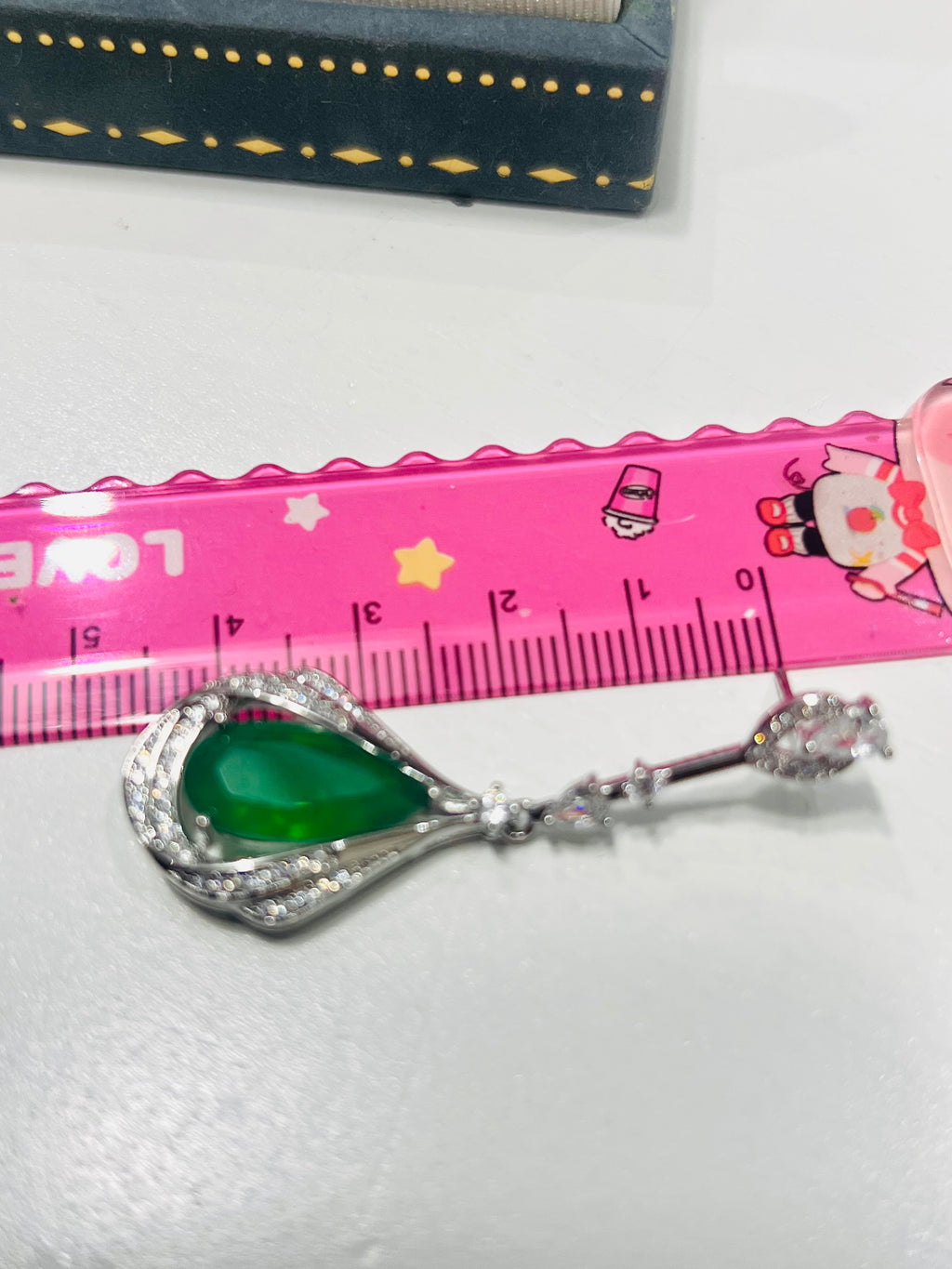 Stunning Long Sterling silver Emerald, Paraiba or Ruby Fancy statement Earrings (lab created)