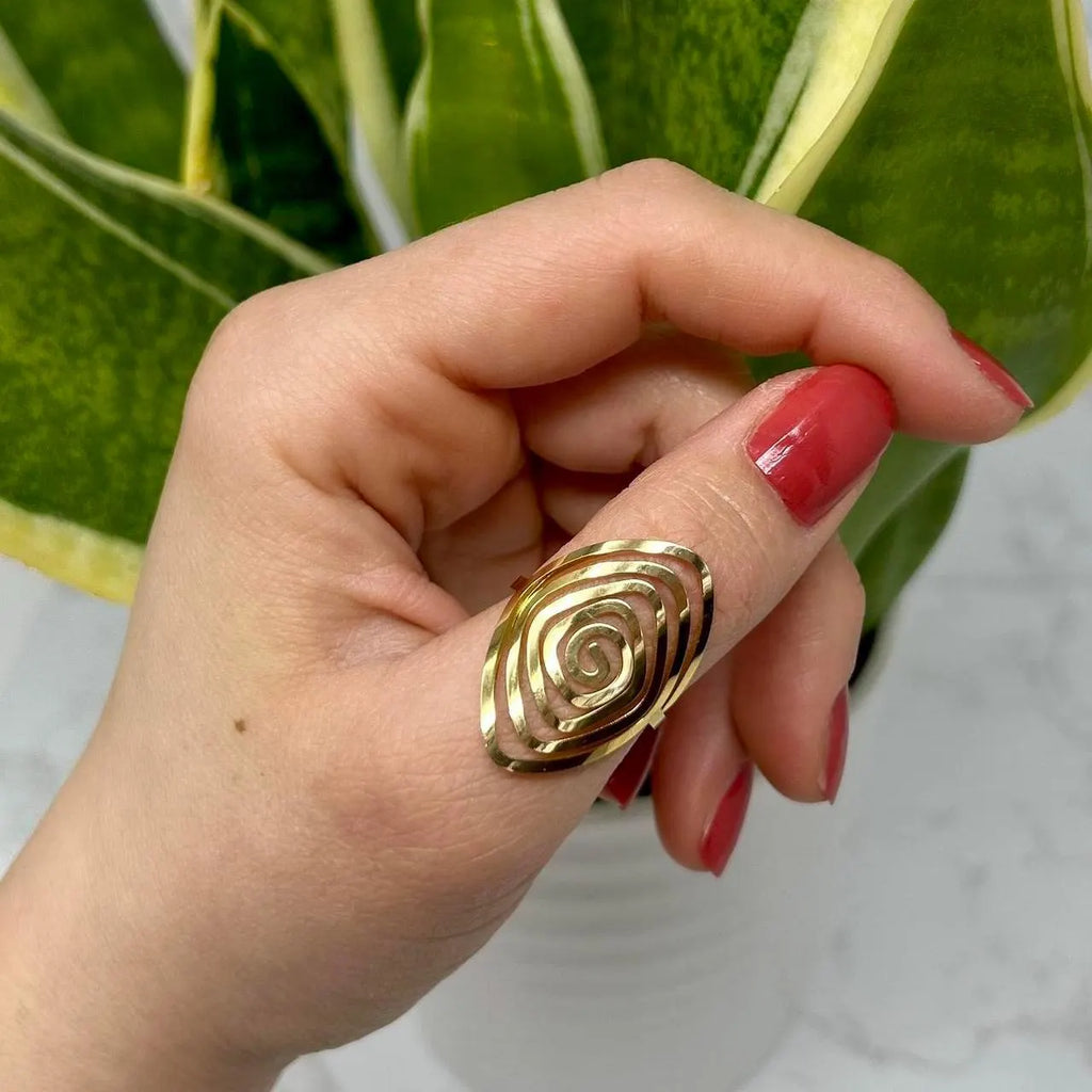 Statement Solstice Swirl Ring- Waterproof