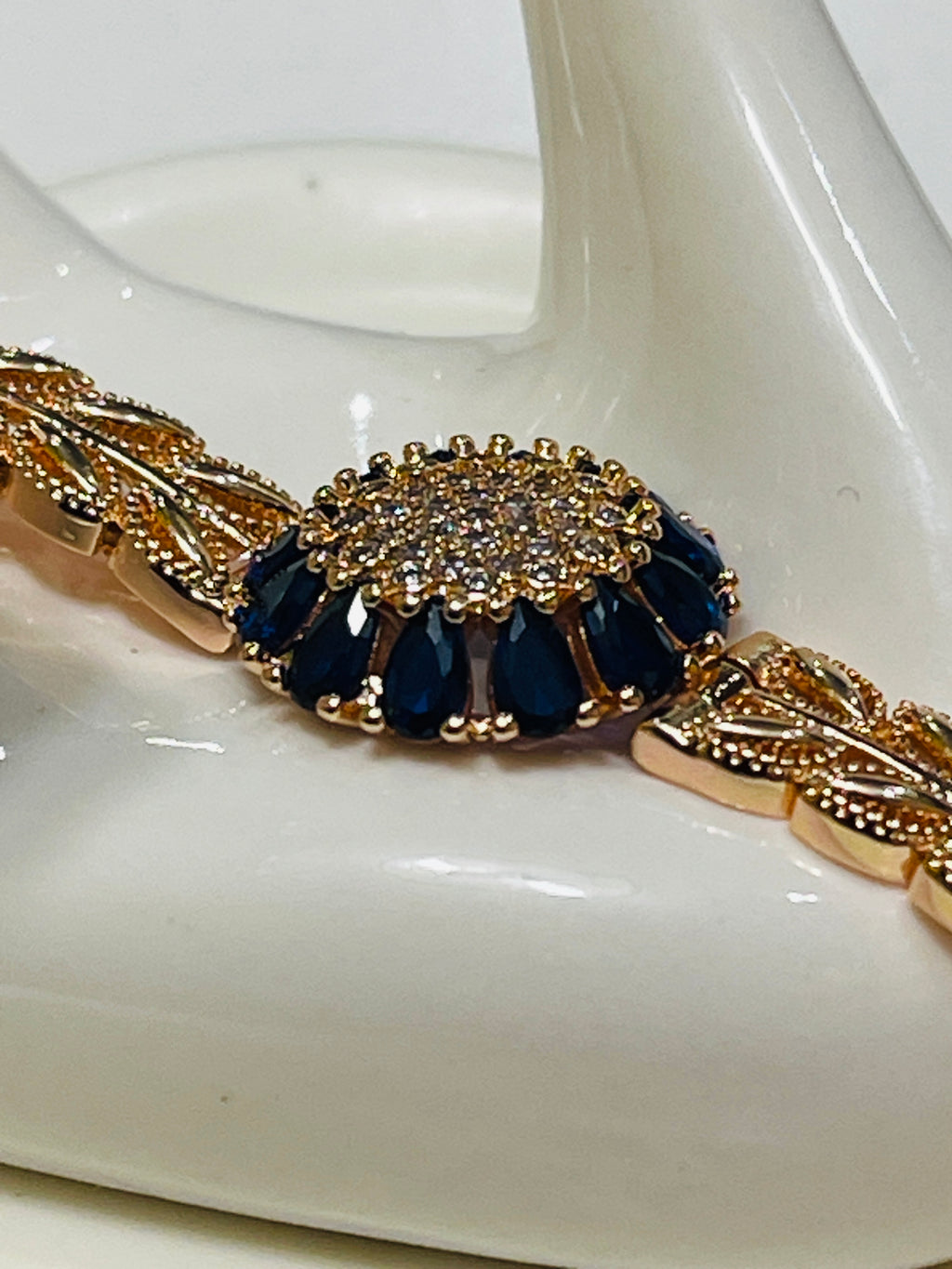 Sapphire Bloom Filigree Bracelet — 14K Rose Gold Filled