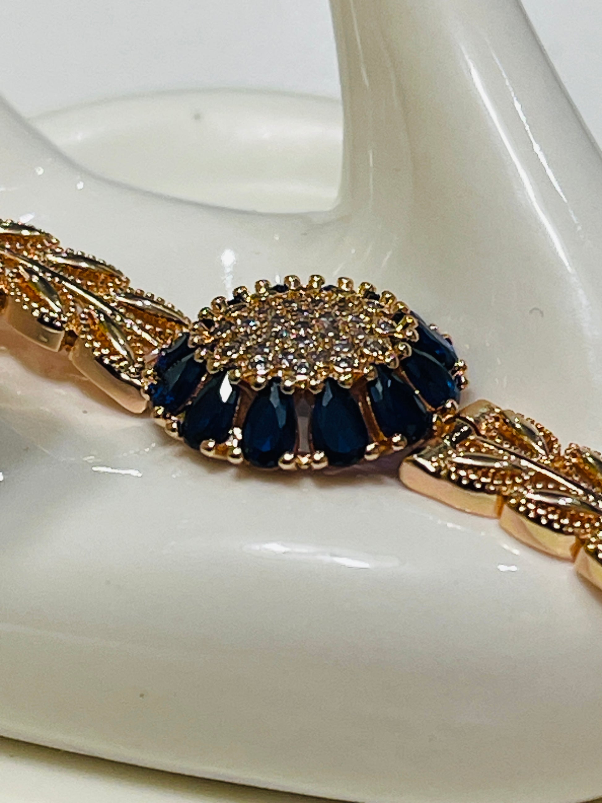 Sapphire Bloom Filigree Bracelet — 14K Rose Gold Filled