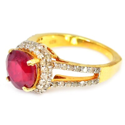 Genuine Burmese Ruby and natural diamonds ring