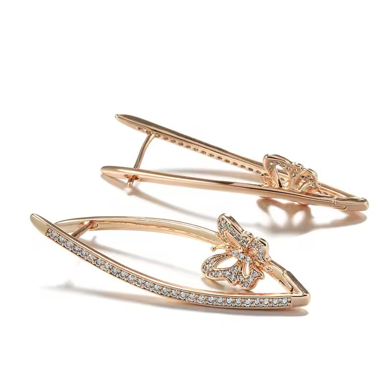 Beautiful Inside-Out Butterfly Earrings — 14k Rose Rolled Gold