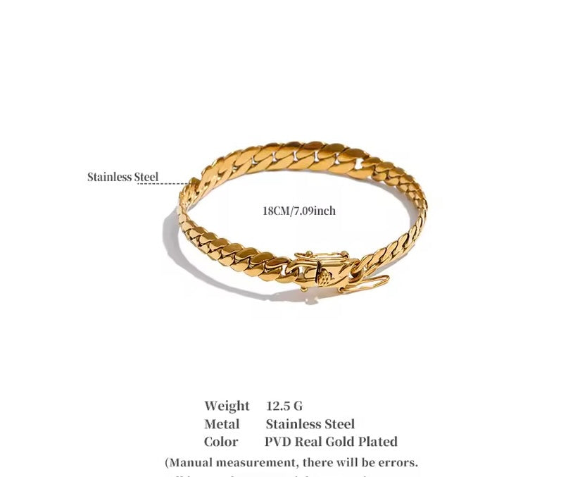 Statement Cuban Waterproof Bracelet- waterproof, anti tarnish