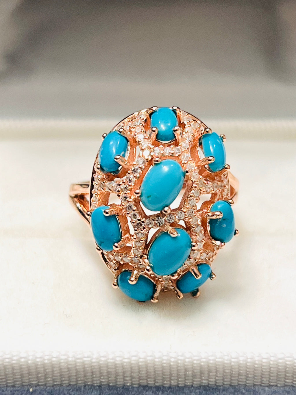 Genuine Sleeping Beauty Turquoise Cluster Ring