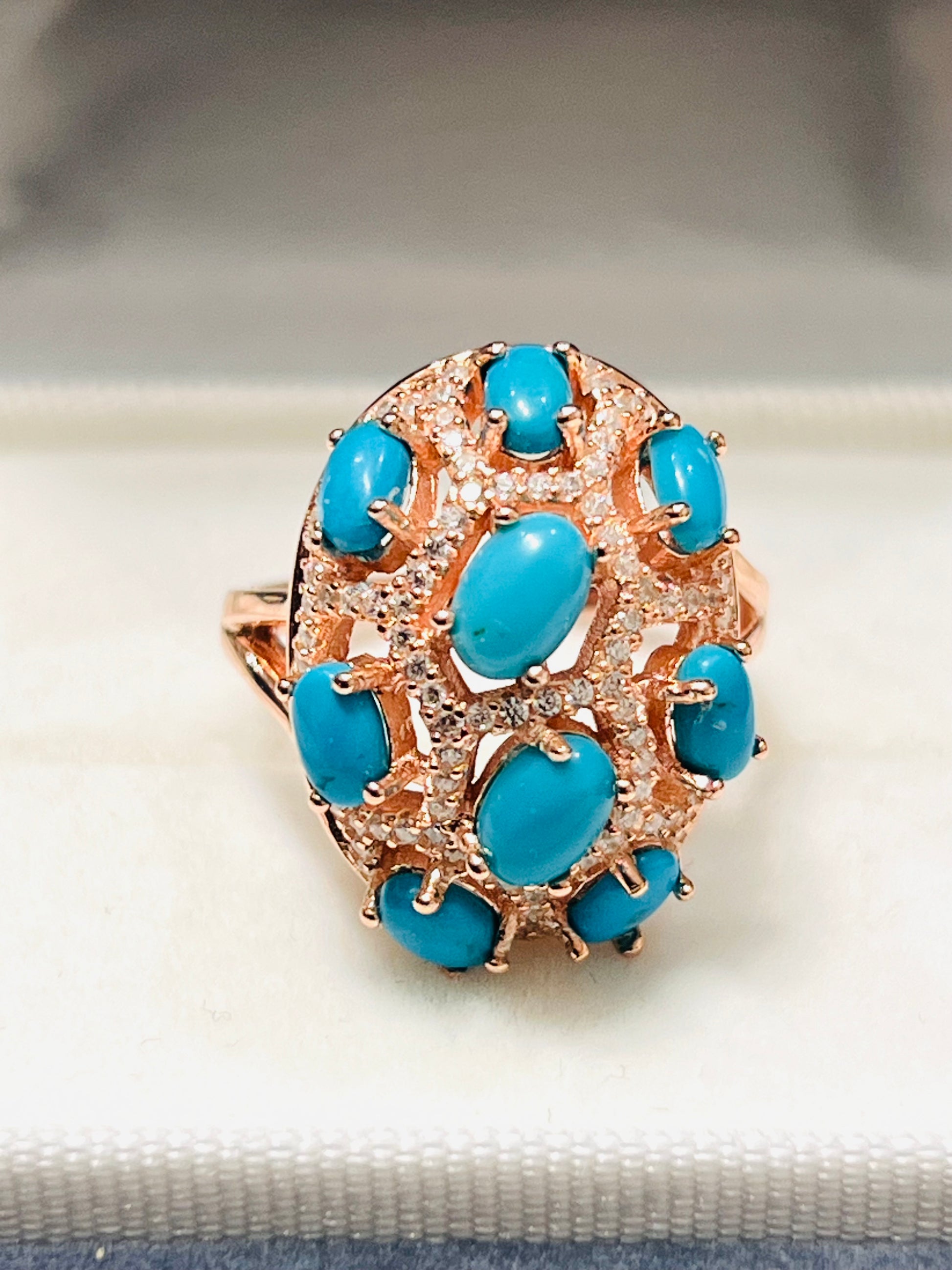 Genuine Sleeping Beauty Turquoise Cluster Ring