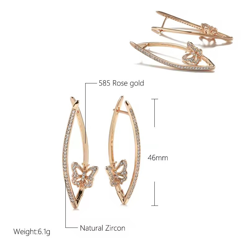 Beautiful Inside-Out Butterfly Earrings — 14k Rose Rolled Gold