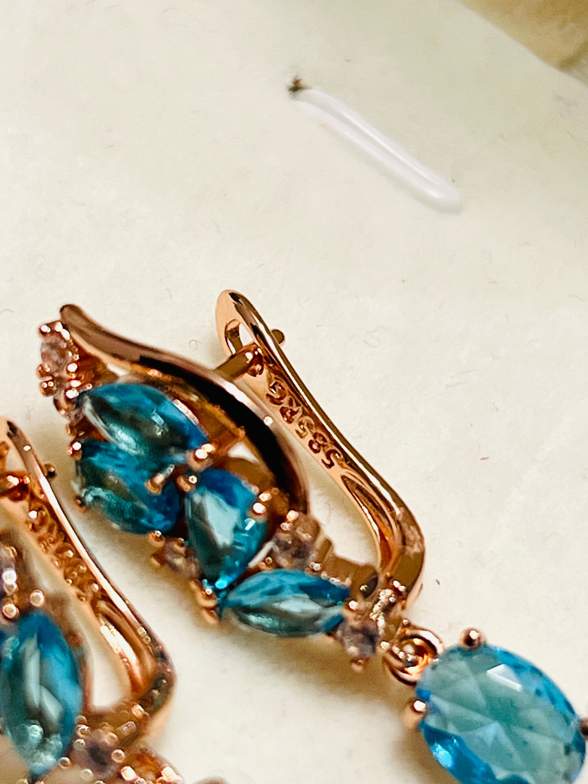 14k Rolled Gold Blue Topaz Earrings with latch backs