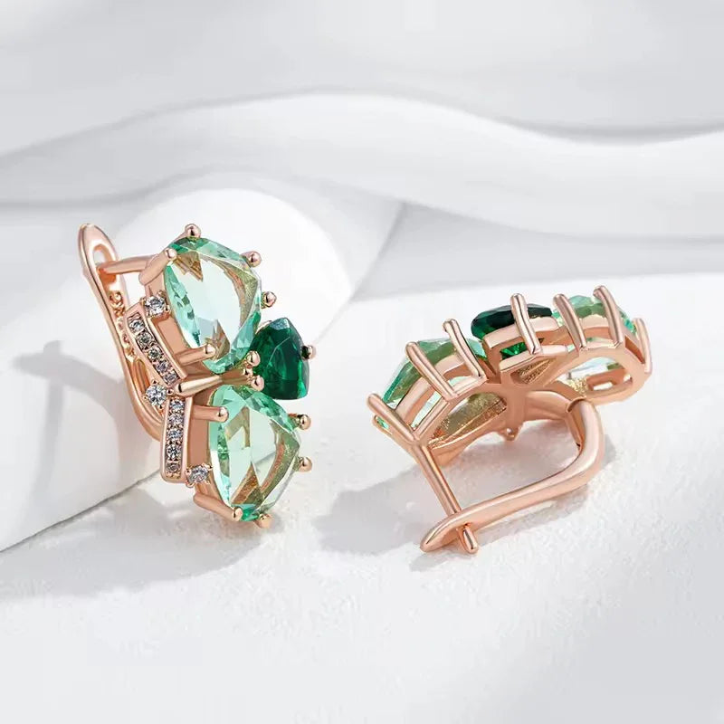 14k Rolled Gold  (Gold-Filled) Green Amethyst Earrings