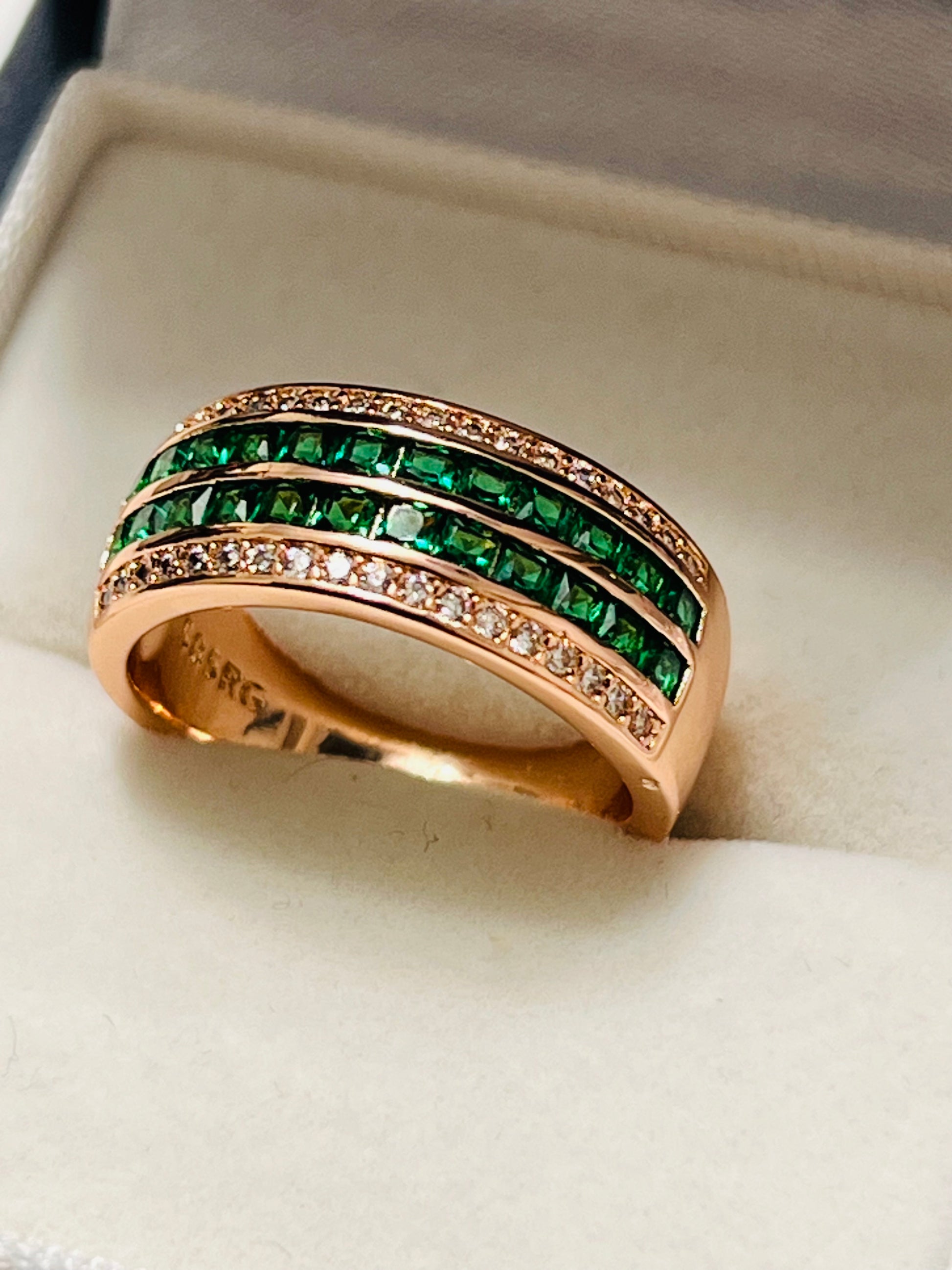 14k Rolled Gold Nano Emerald Ring