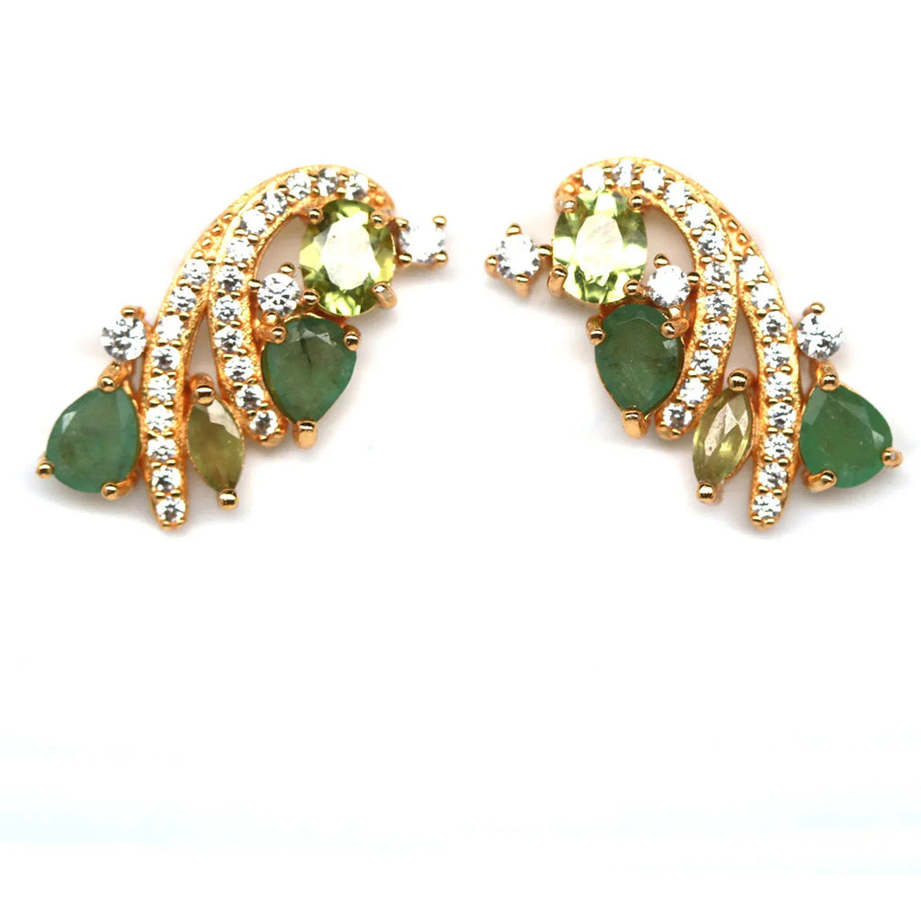 Handmade Colombian Emerald and Peridot Earrings