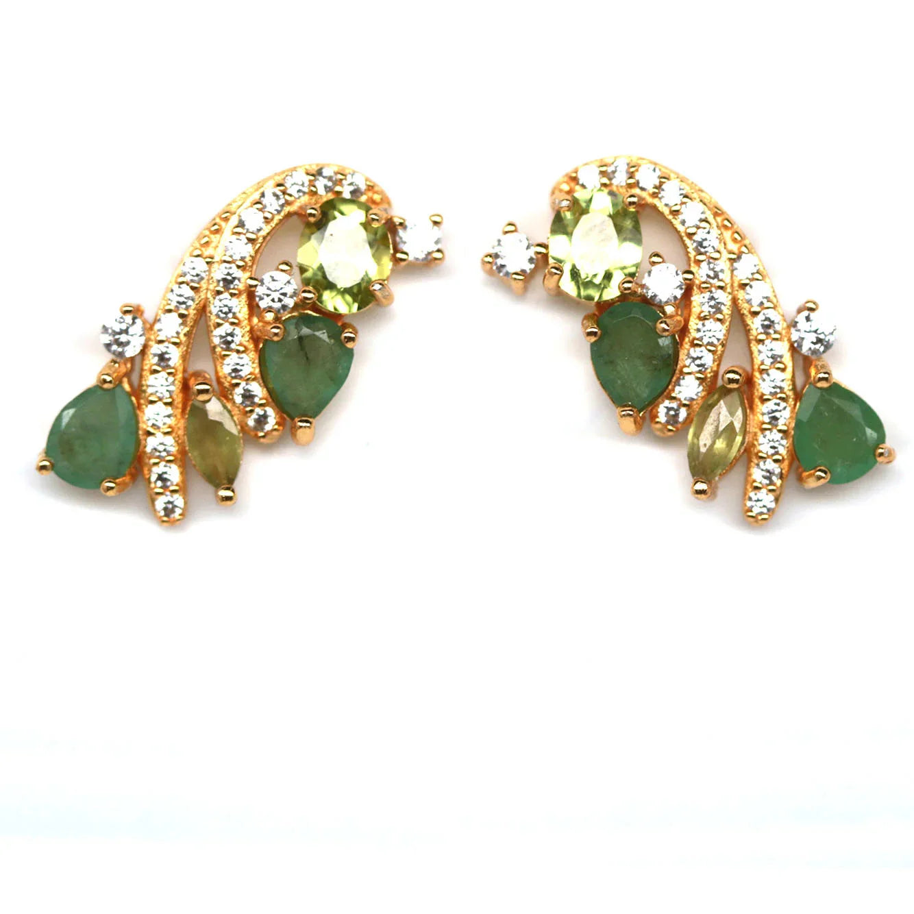 Handmade Colombian Emerald and Peridot Earrings