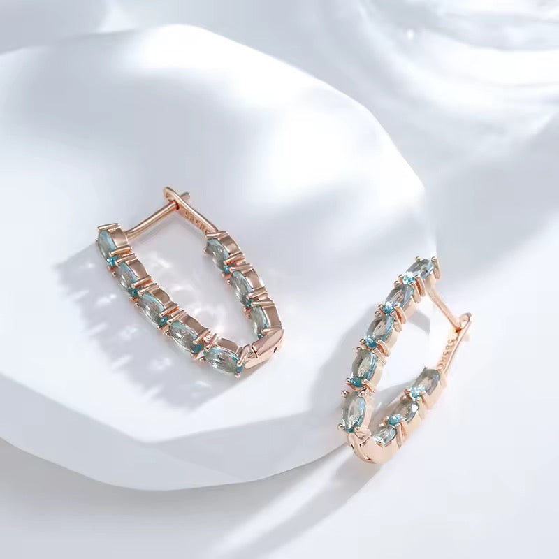 14k Rolled Gold Aquamarine Inside out hoops and Ring Set