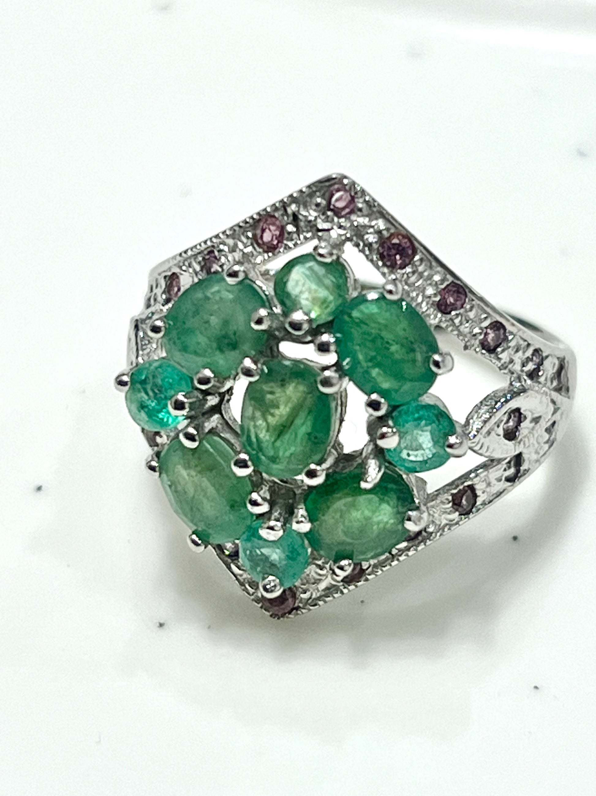 Handmade Art Deco Genuine Emerald Ring