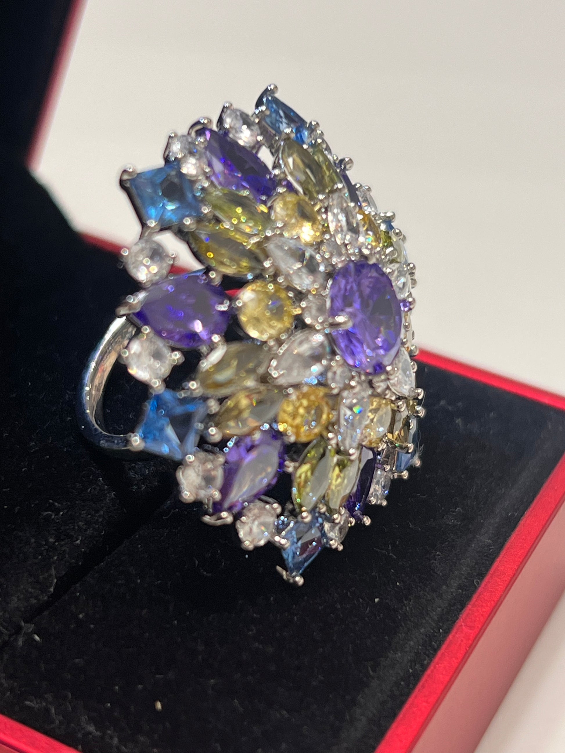 Stunning Created Sapphires Ring (adjustable)