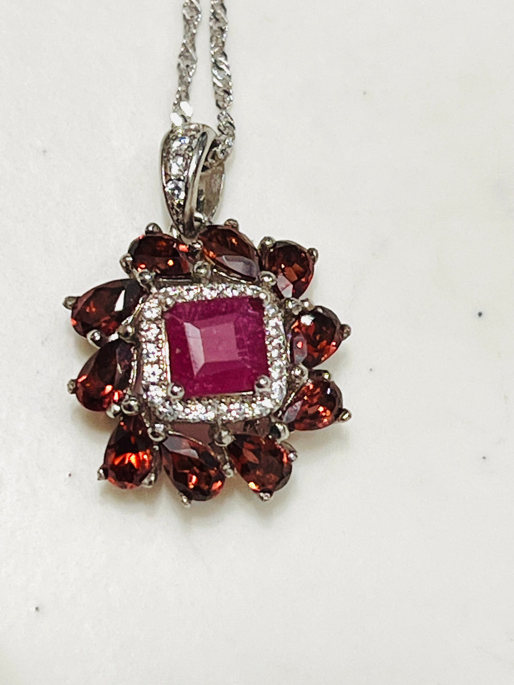 Handmade Genuine Ruby and Garnet Necklace