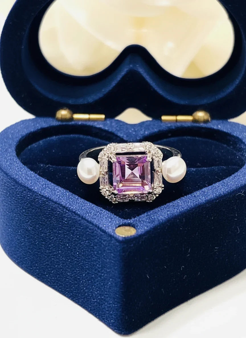 Handmade Natural Amethyst and Pearl “The Midnight” Set
