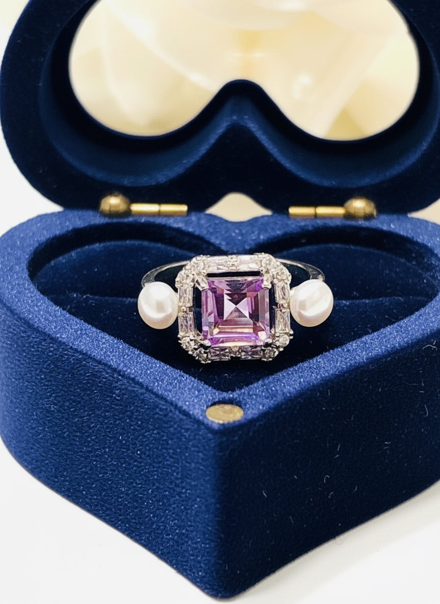 Handmade Natural Amethyst and Pearl “The Midnight” Set