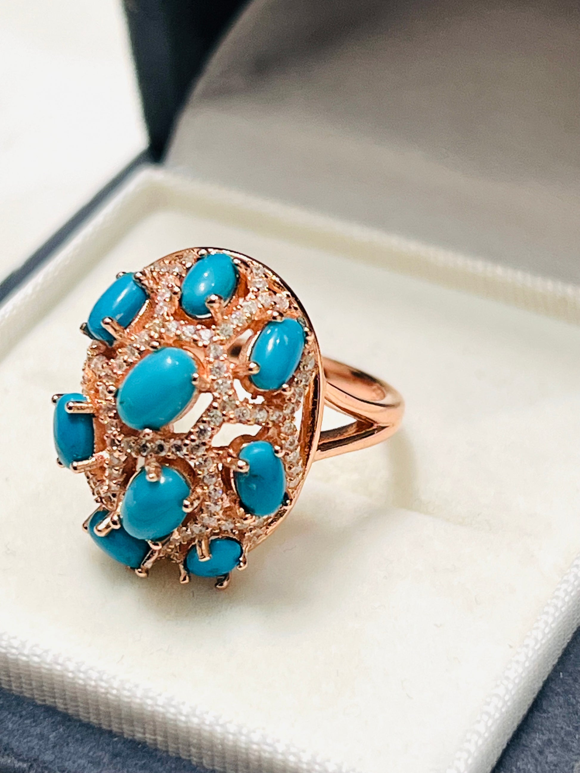 Genuine Sleeping Beauty Turquoise Cluster Ring
