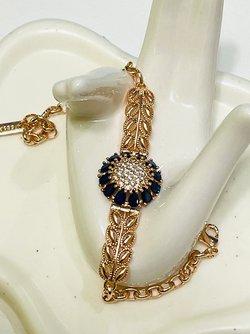 Sapphire Bloom Filigree Bracelet — 14K Rose Gold Filled
