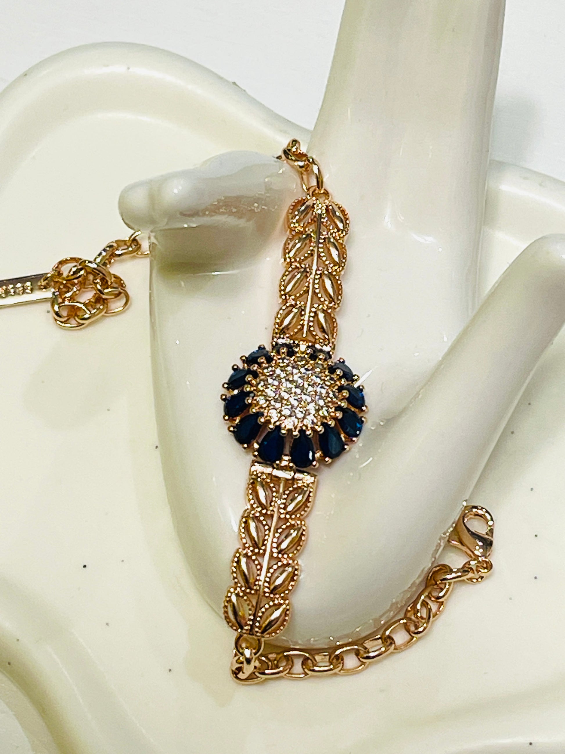 Sapphire Bloom Filigree Bracelet — 14K Rose Gold Filled