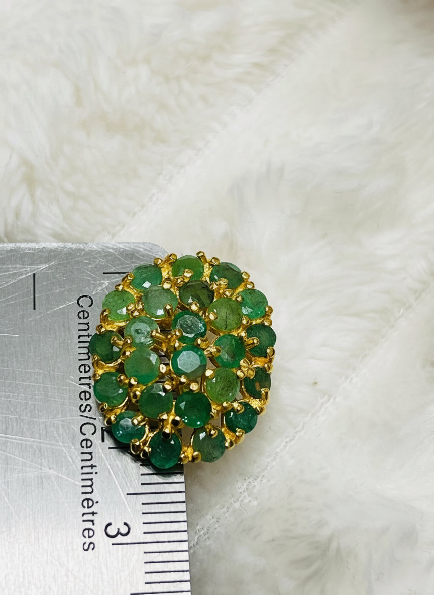 Handmade Natural Emeralds Cluster Earrings