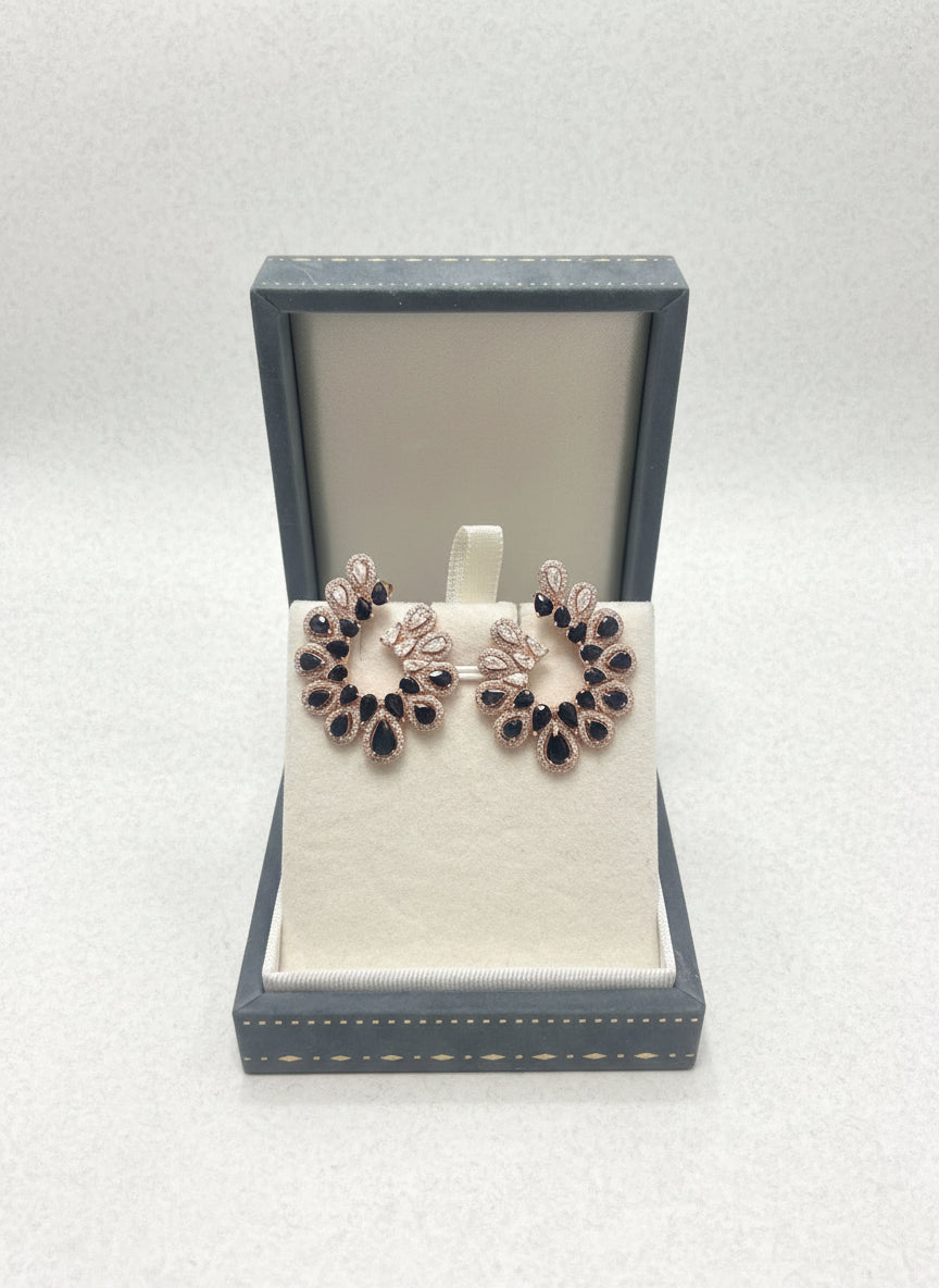 Handmade Natural Blue Sapphire Rose Gold Vermeil Hoop Earrings