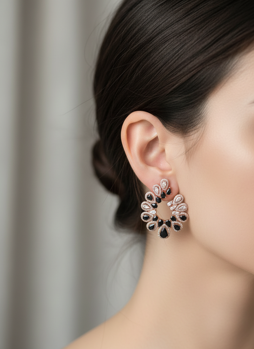 Handmade Natural Blue Sapphire Rose Gold Vermeil Hoop Earrings