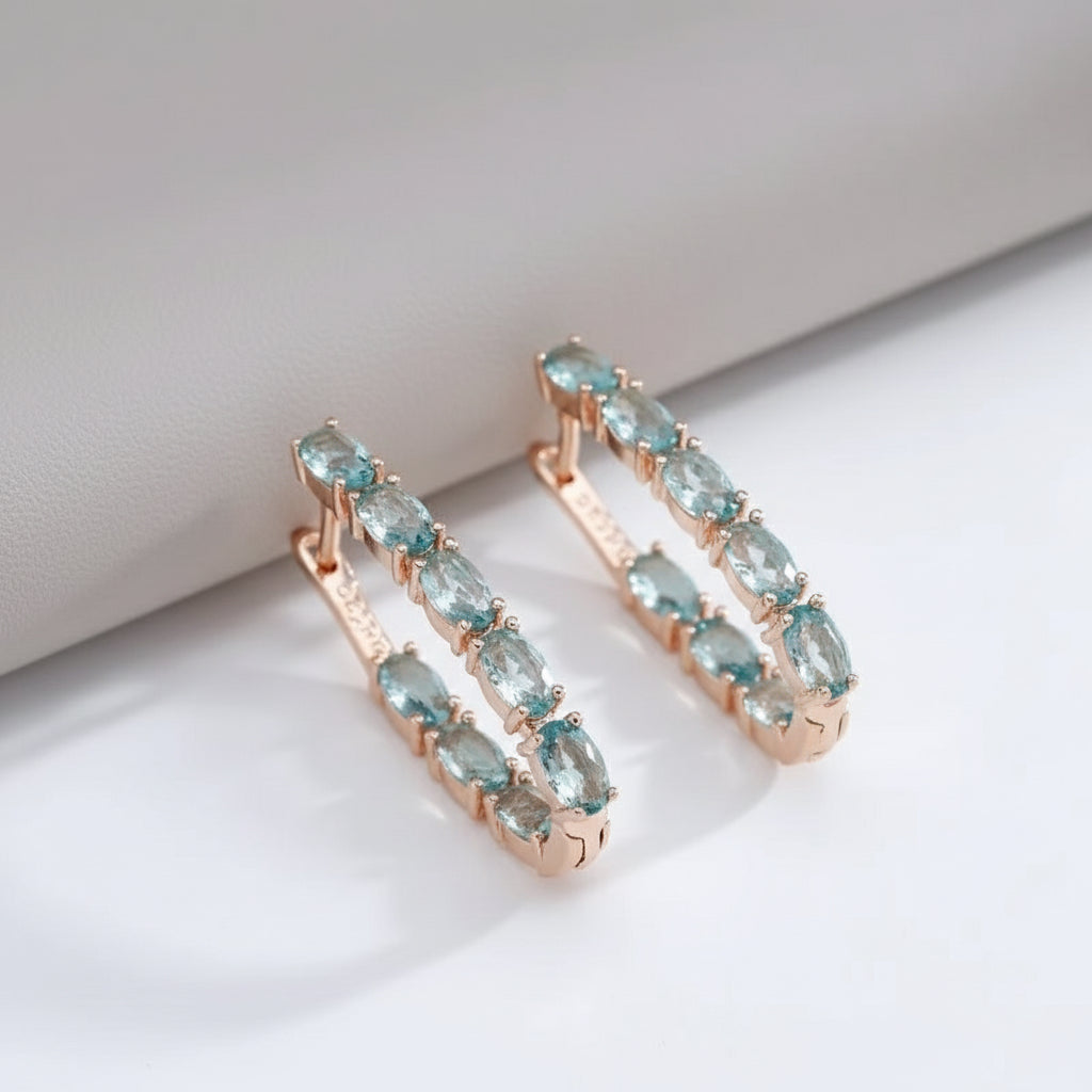 14k Rolled Gold Aquamarine Inside out hoops and Ring Set