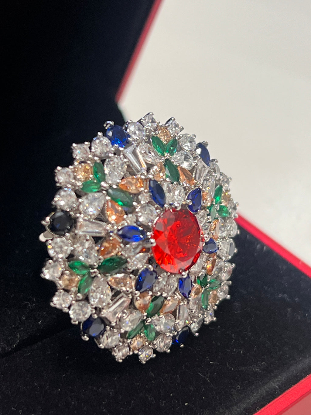 Stunning Created Sapphires Ring (adjustable)