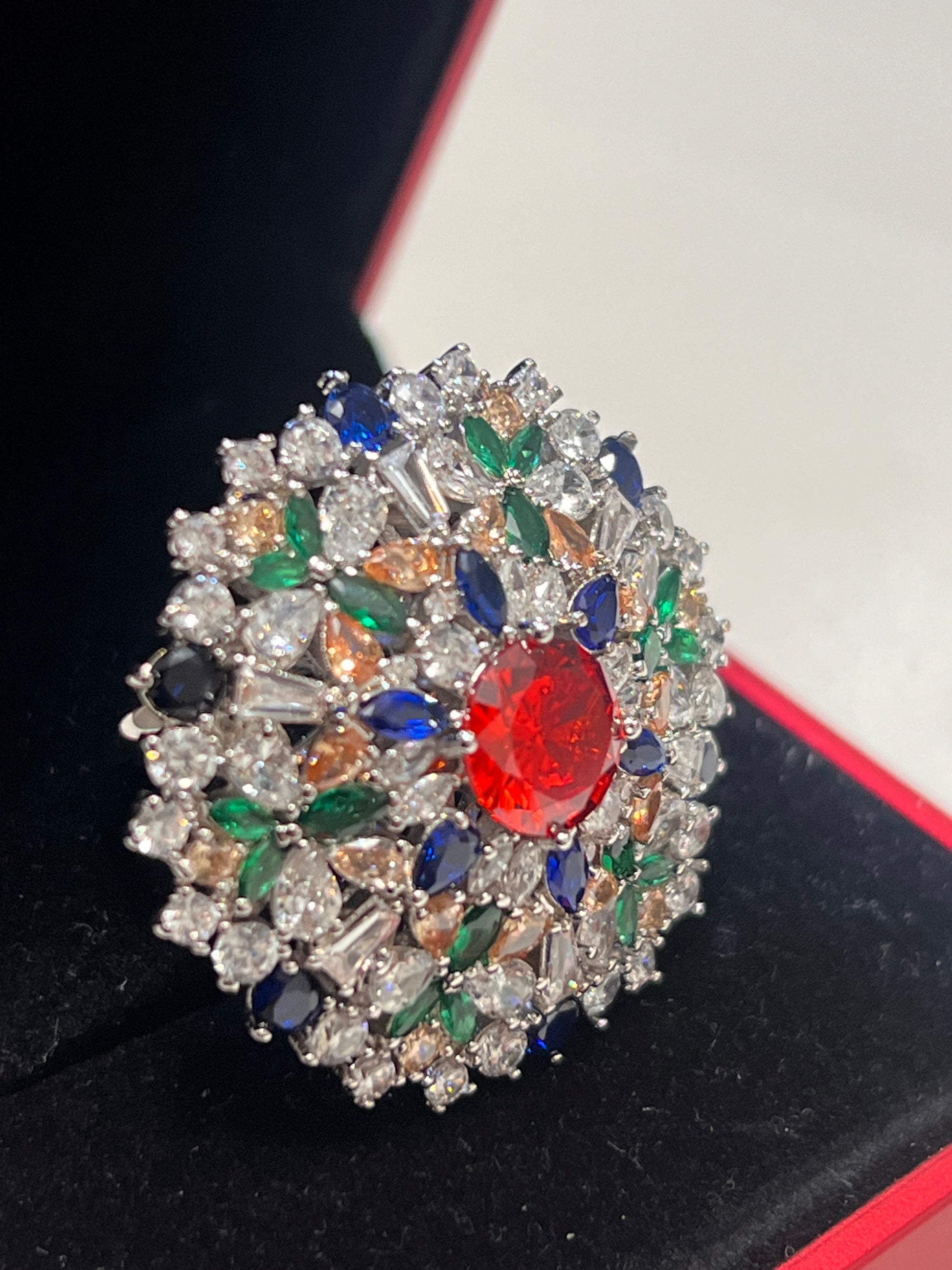 Stunning Created Sapphires Ring (adjustable)