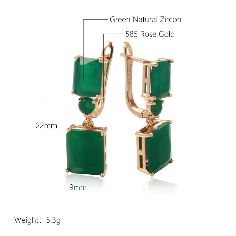 14k Rolled gold Emerald Minimalistic square Drop Earrings