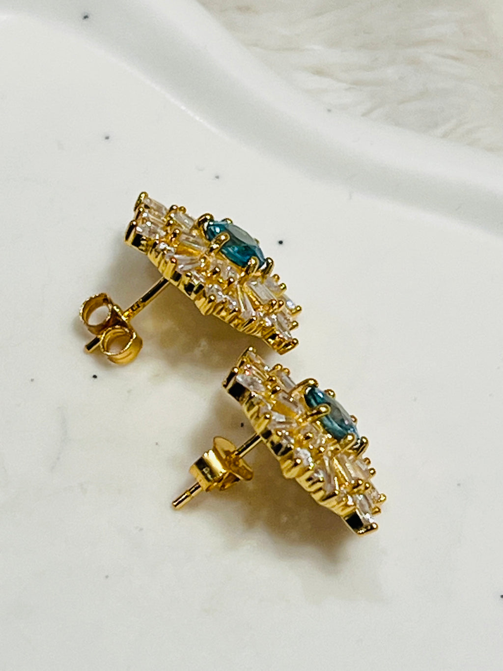 Handmade Blue Apatite and White Sapphires Earrings