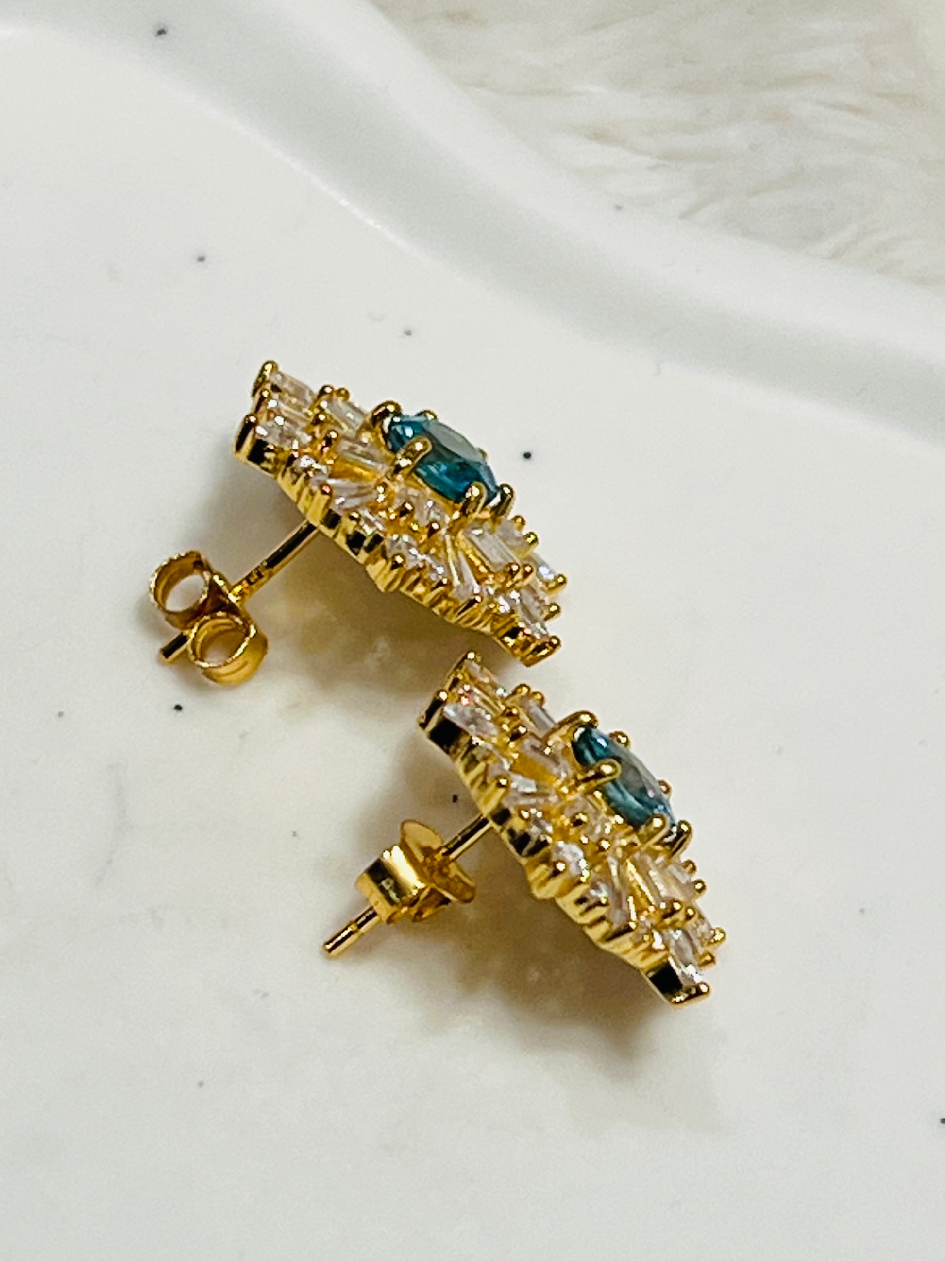 Handmade Blue Apatite and White Sapphires Earrings