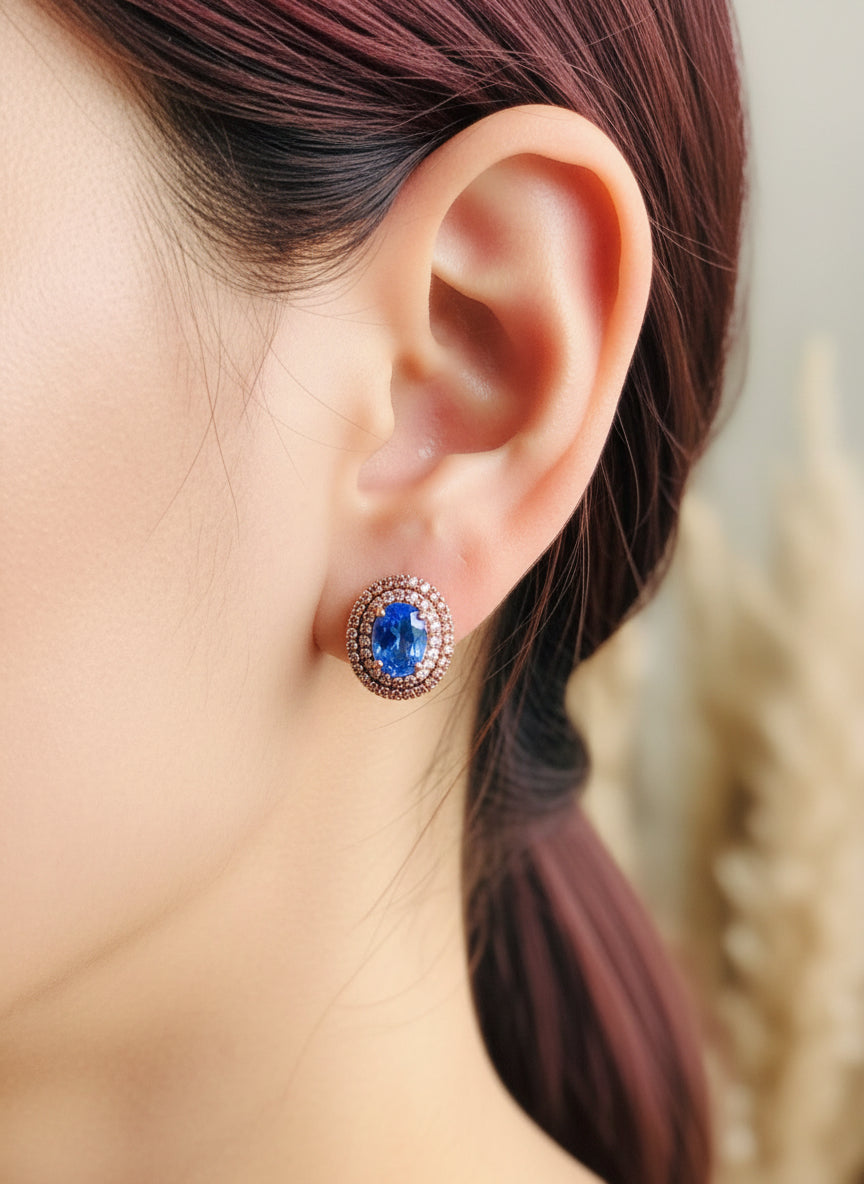 Handmade Natural Tanzanite and Sapphire set