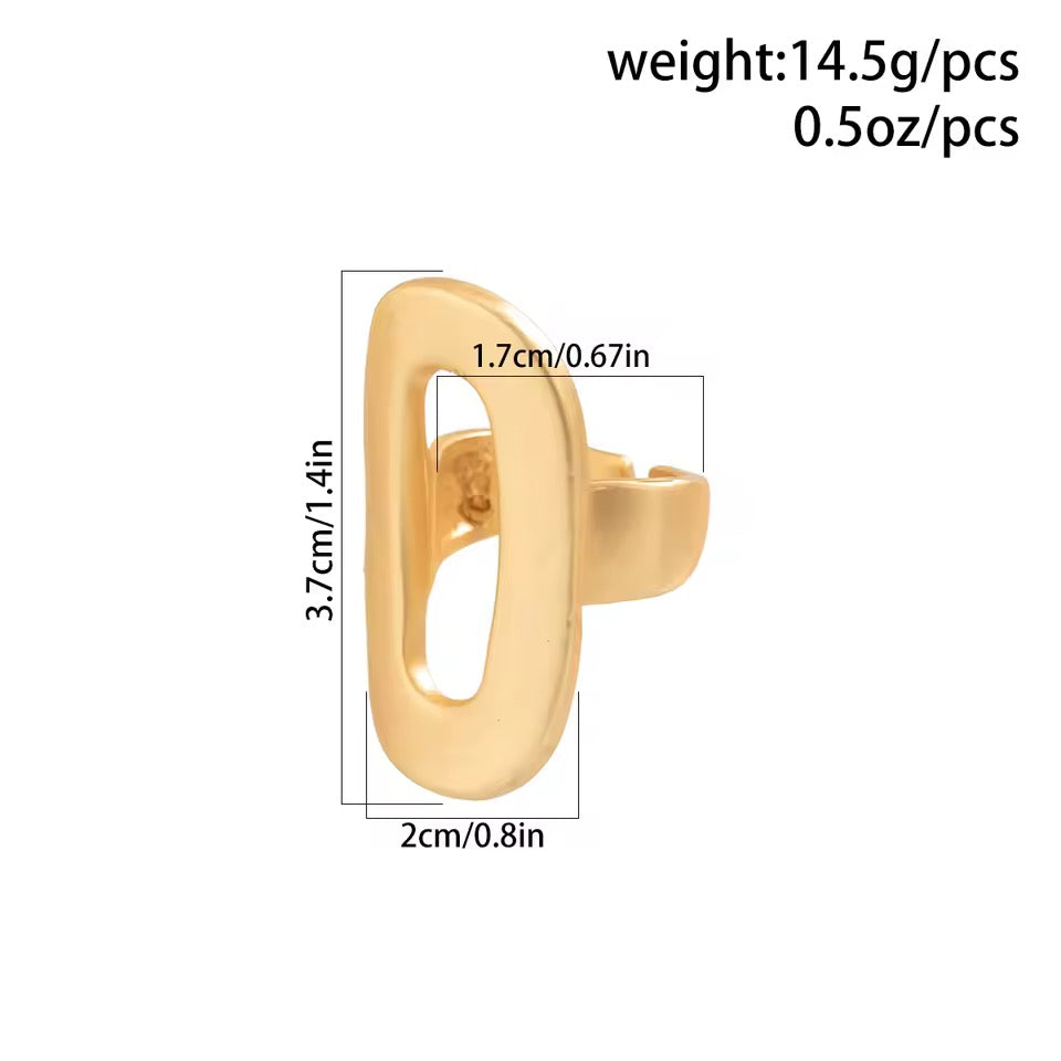 Geometric Gold Plated Adjustable Ring – Modern Brass Statement Index Finger Ring (PVD Coated)