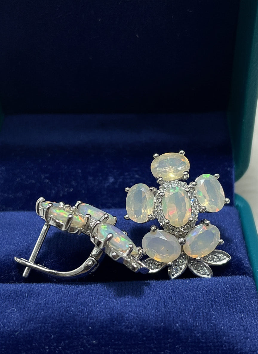 Handmade Fire Opal Earrings in 14k Gold Vermeil Over 925S