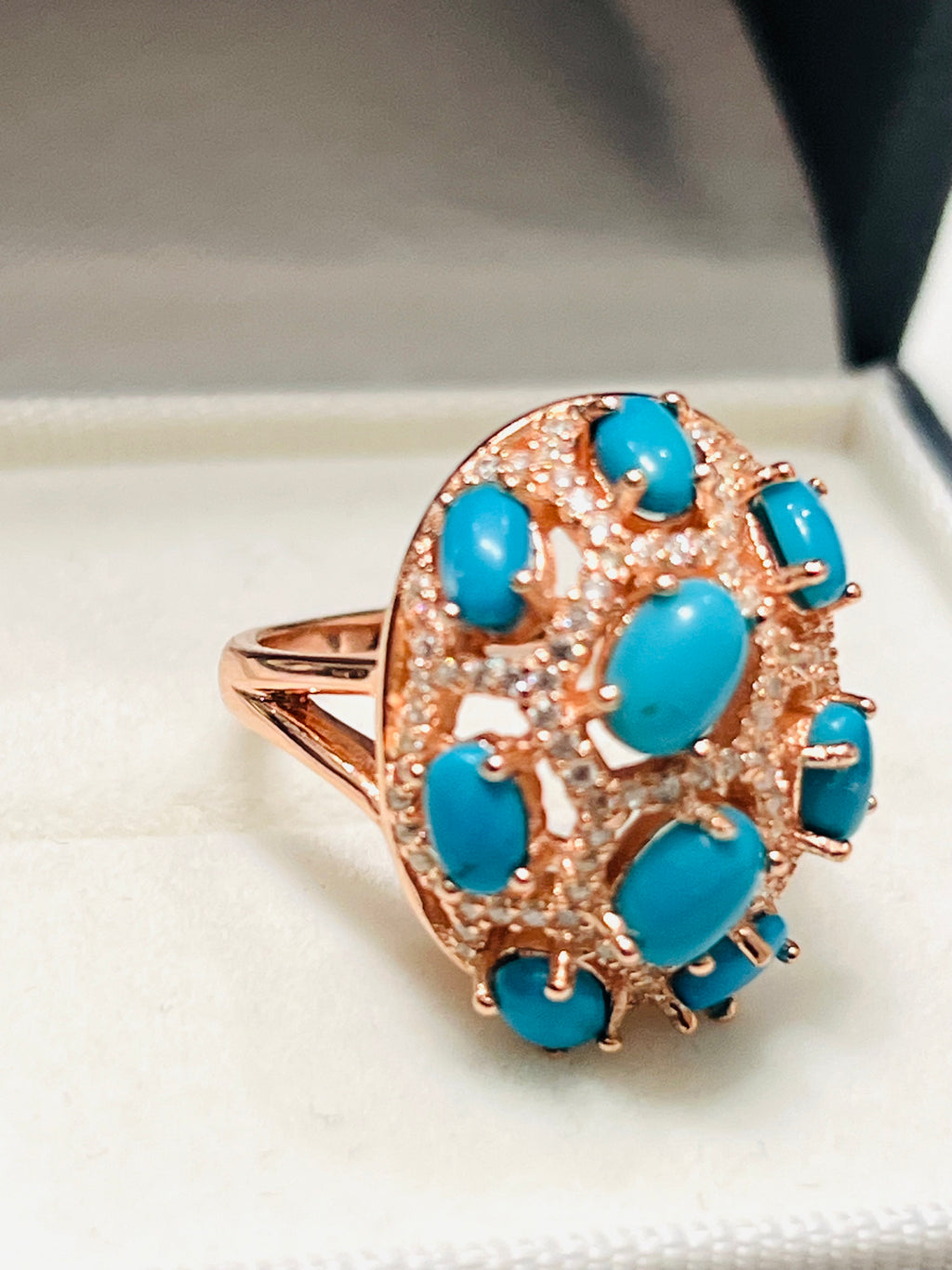 Genuine Sleeping Beauty Turquoise Cluster Ring
