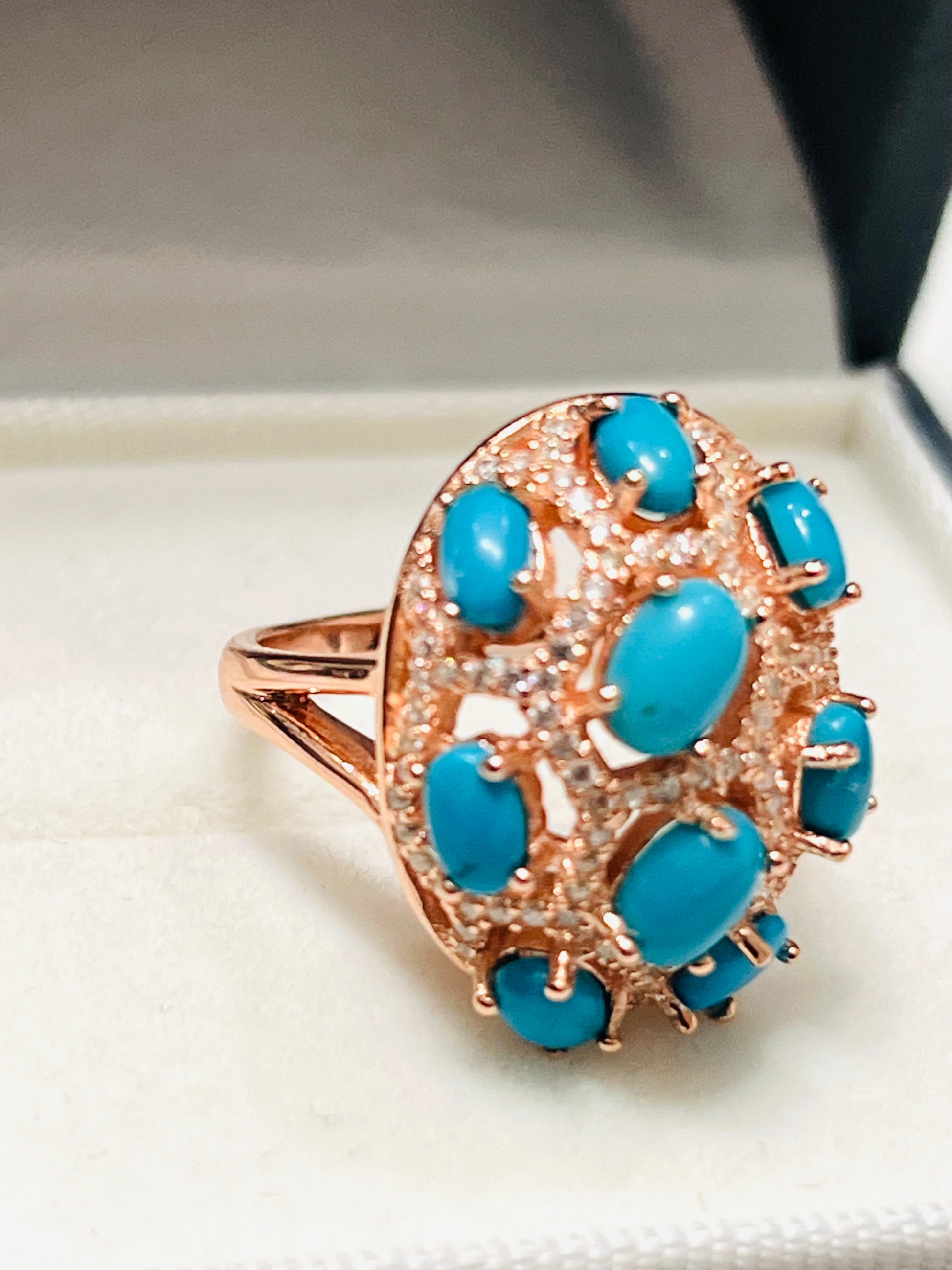 Genuine Sleeping Beauty Turquoise Cluster Ring
