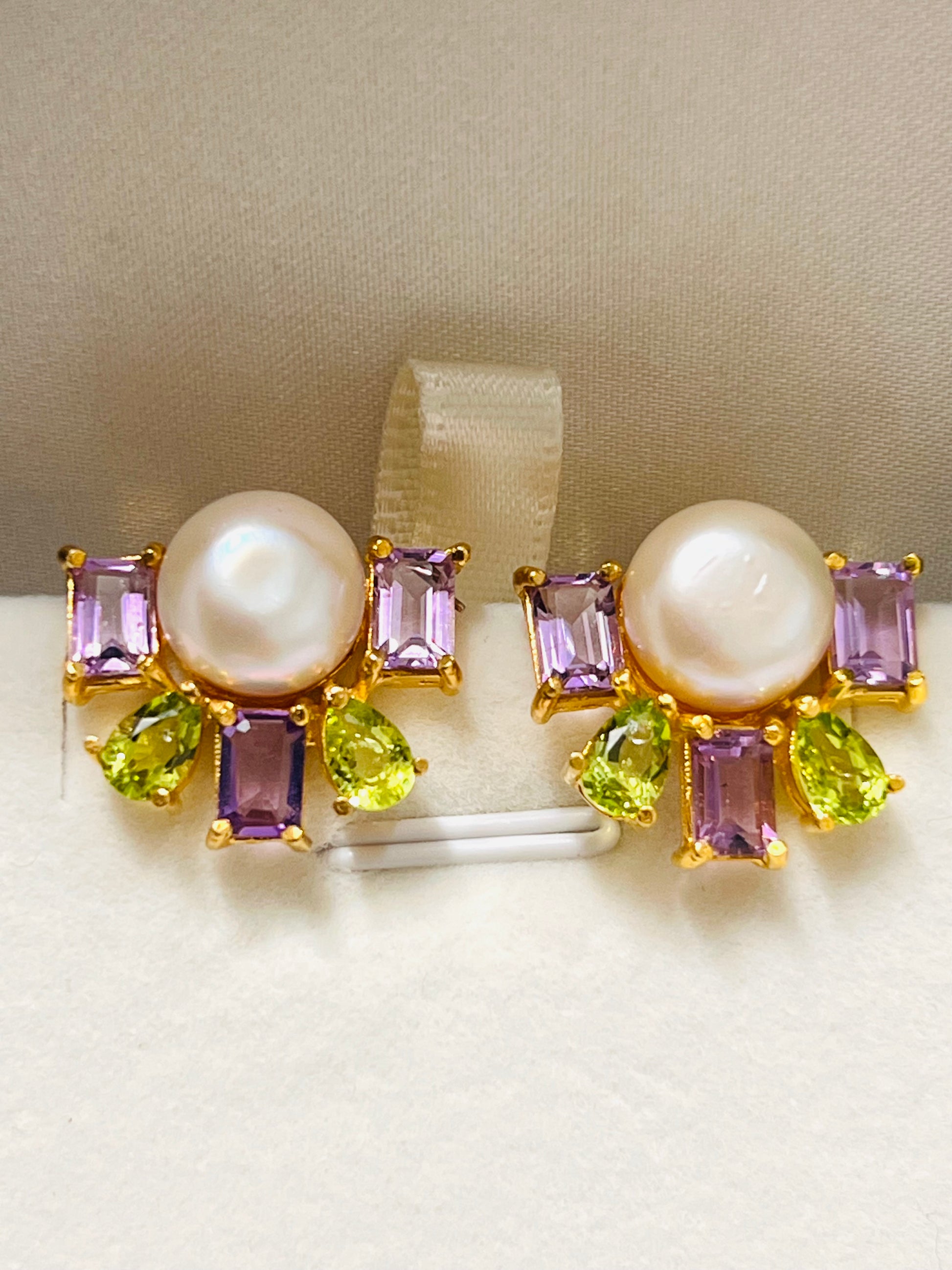 Go for Baroque: Natural Peridot, Amethyst and South Sea Pearl Earrings
