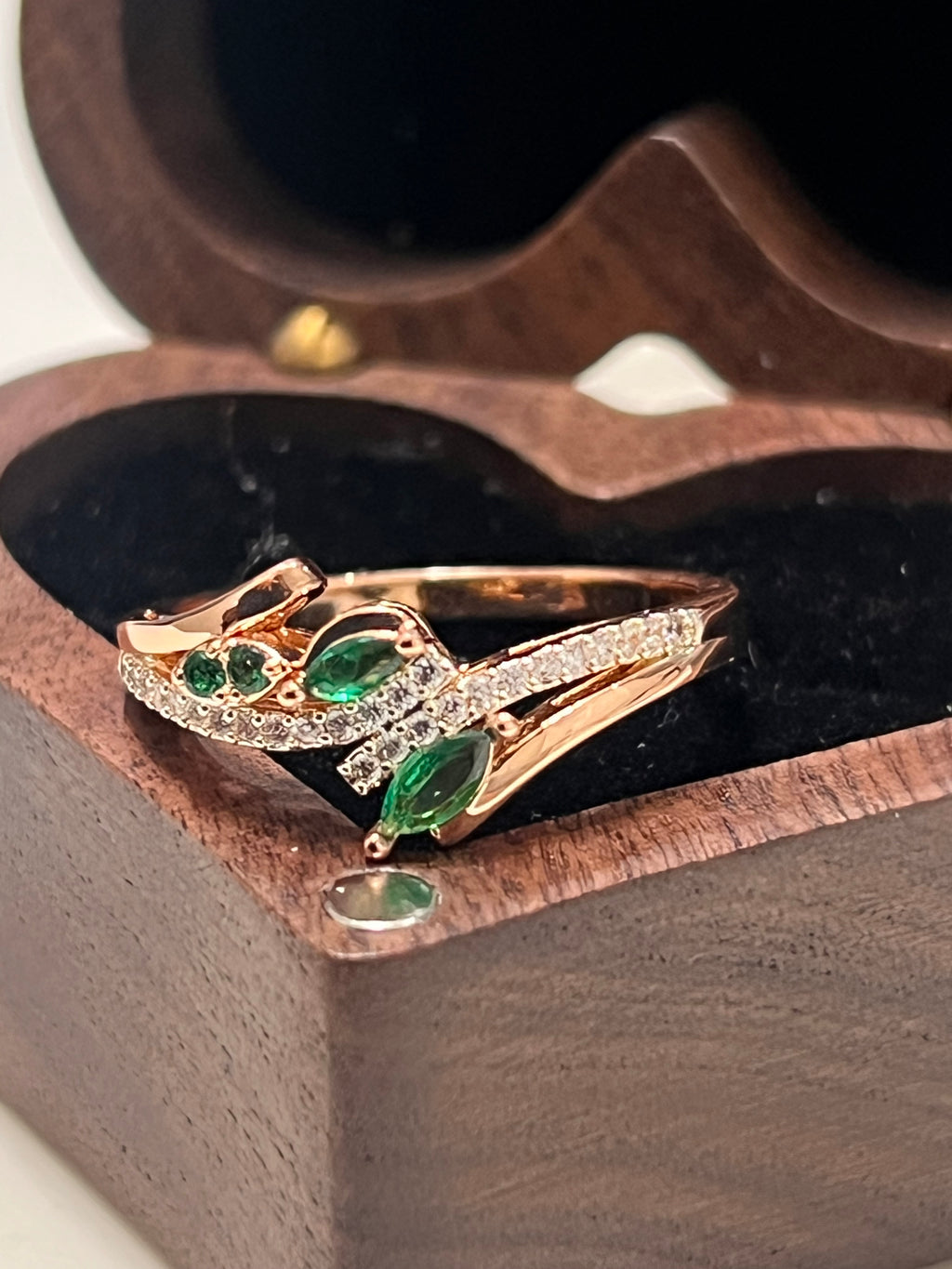 14K Rolled Gold two tone emerald ring (stacking idea)