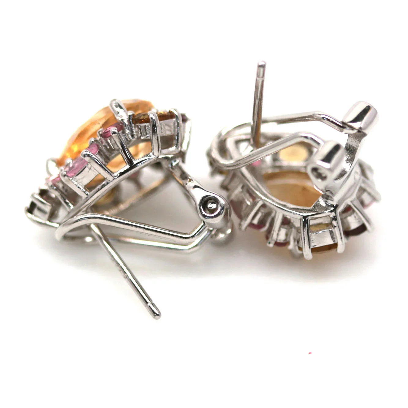 Handmade 10x7mm Golden Yellow Citrine & Tourmaline Earrings