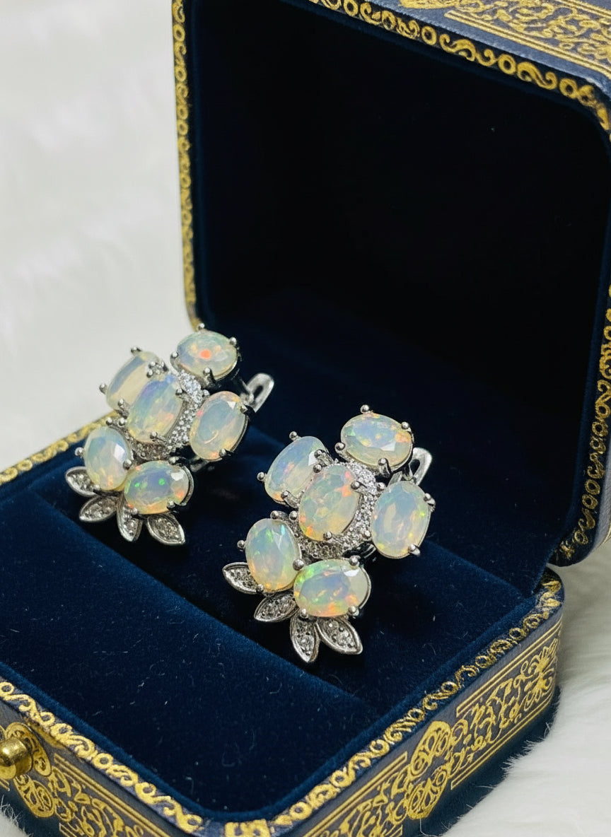 Handmade Fire Opal Earrings in 14k Gold Vermeil Over 925S